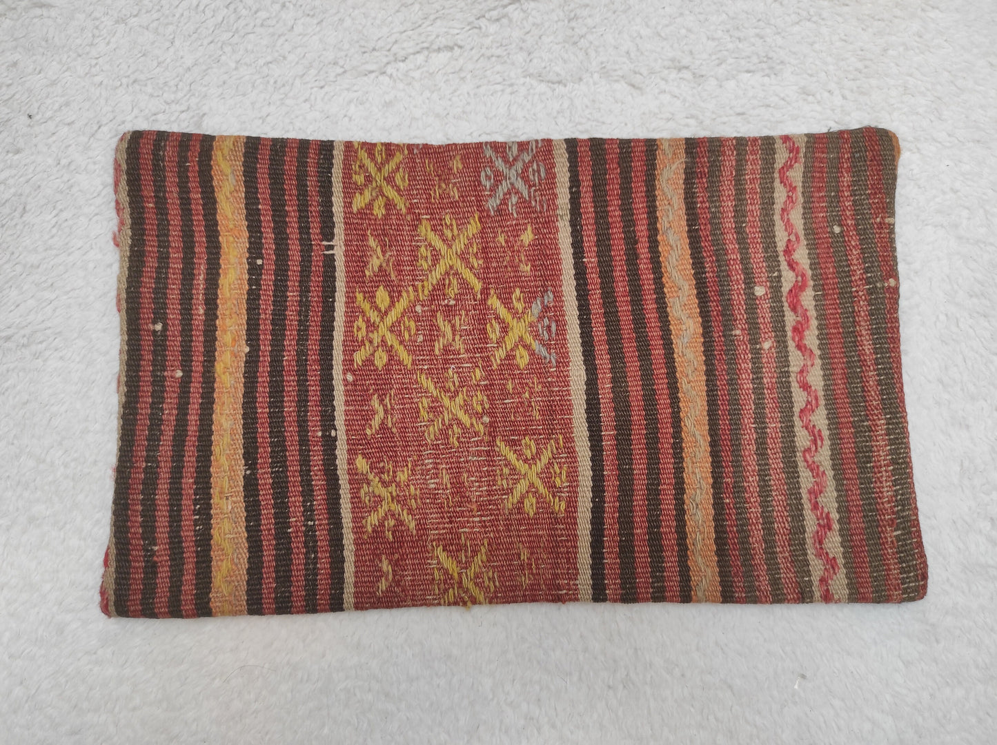 Handmade Kilim Lumbar Pillow Cover: Boho Decor, 12x20