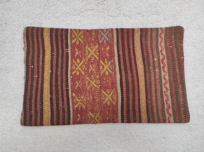 Handmade Kilim Lumbar Pillow Cover: Boho Decor, 12x20