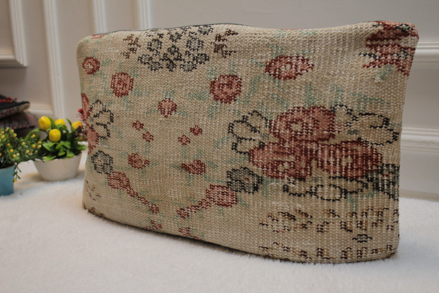 Floral Turkish Rug Lumbar Pillow Cover: 12x24 inc Anatolian Kilim Pillow