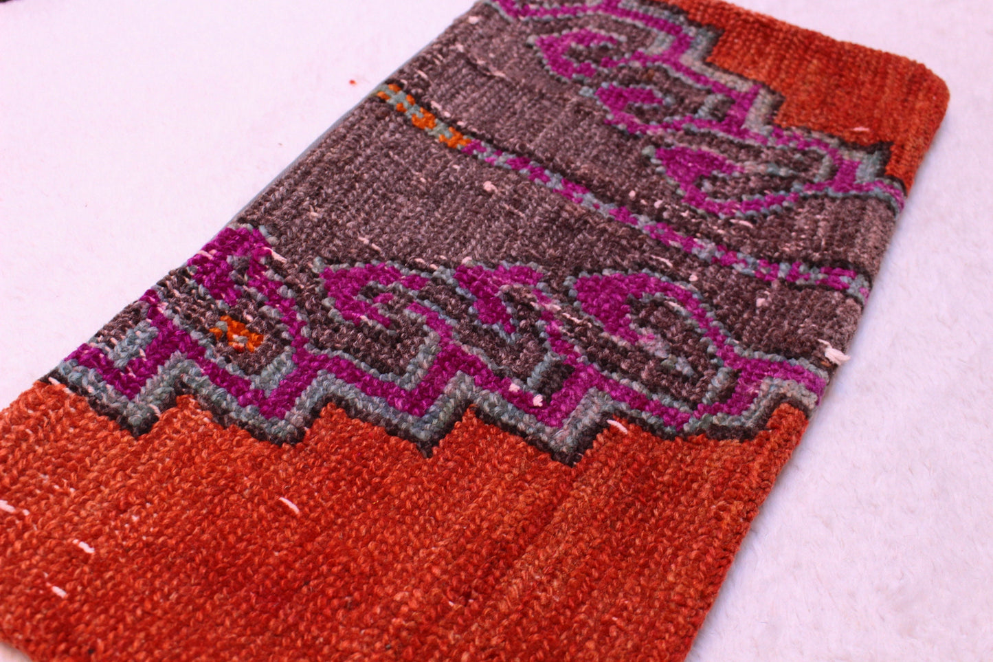 Handmade Kilim Pillow Cover: Upcycled Anatolian Rug, Boho Decor (12x24 inc)