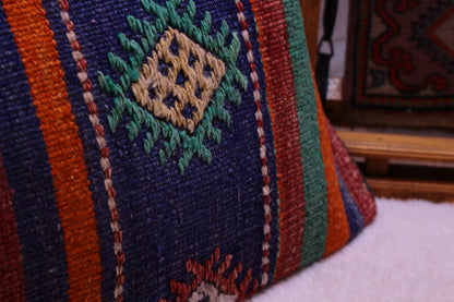 Ethnic Kilim Lumbar Pillow Cover: Turkish Woven Wool, 12x24 inch