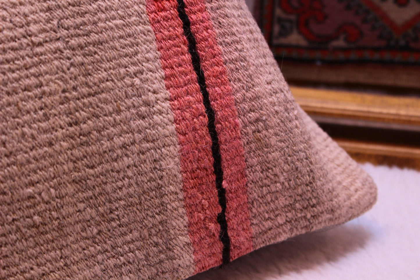 Handmade Kilim Pillow Cover: Organic Wool Turkish Cushion (12x24 inc)