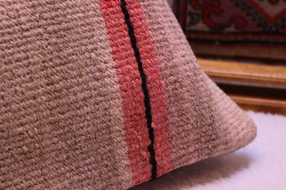 Handmade Kilim Pillow Cover: Organic Wool Turkish Cushion (12x24 inc)