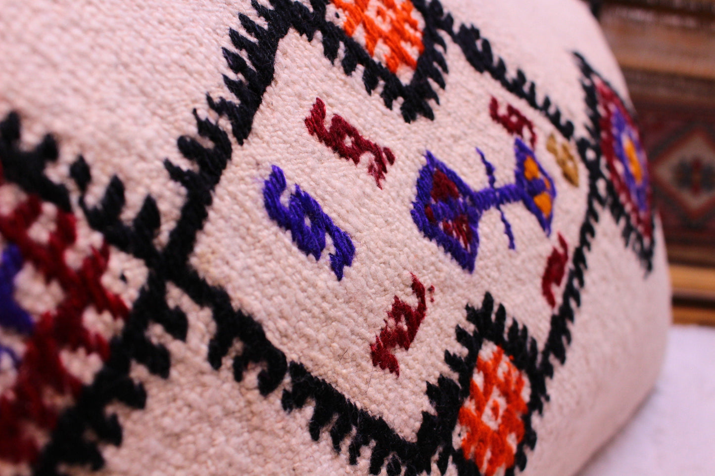 Handmade Kilim Pillow Cover: Upcycled Woven Rug, Boho Decor (12x24 in)