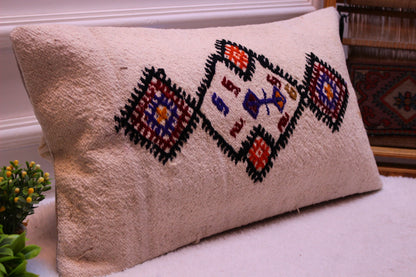 Handmade Kilim Pillow Cover: Upcycled Woven Rug, Boho Decor (12x24 in)