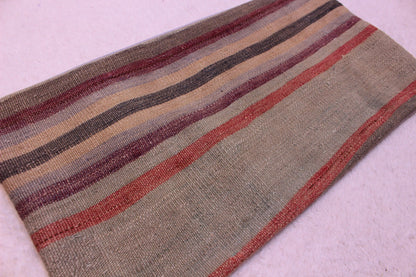 Striped Kilim Lumbar Pillow: Organic Wool, Handmade (12x24 in)