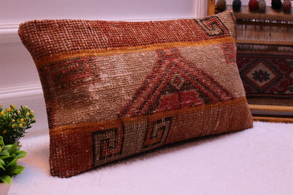 Boho Lumbar Pillow Cover: 12x24 inc Turkish Kilim, Ethnic Rug Design