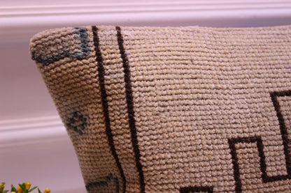 Handmade Turkish Rug Lumbar Pillow Cover: Boho Home Decor (12x24 inc)
