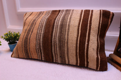 Handmade Striped Kilim Pillow Cover: Boho Decor (12x24 inc)