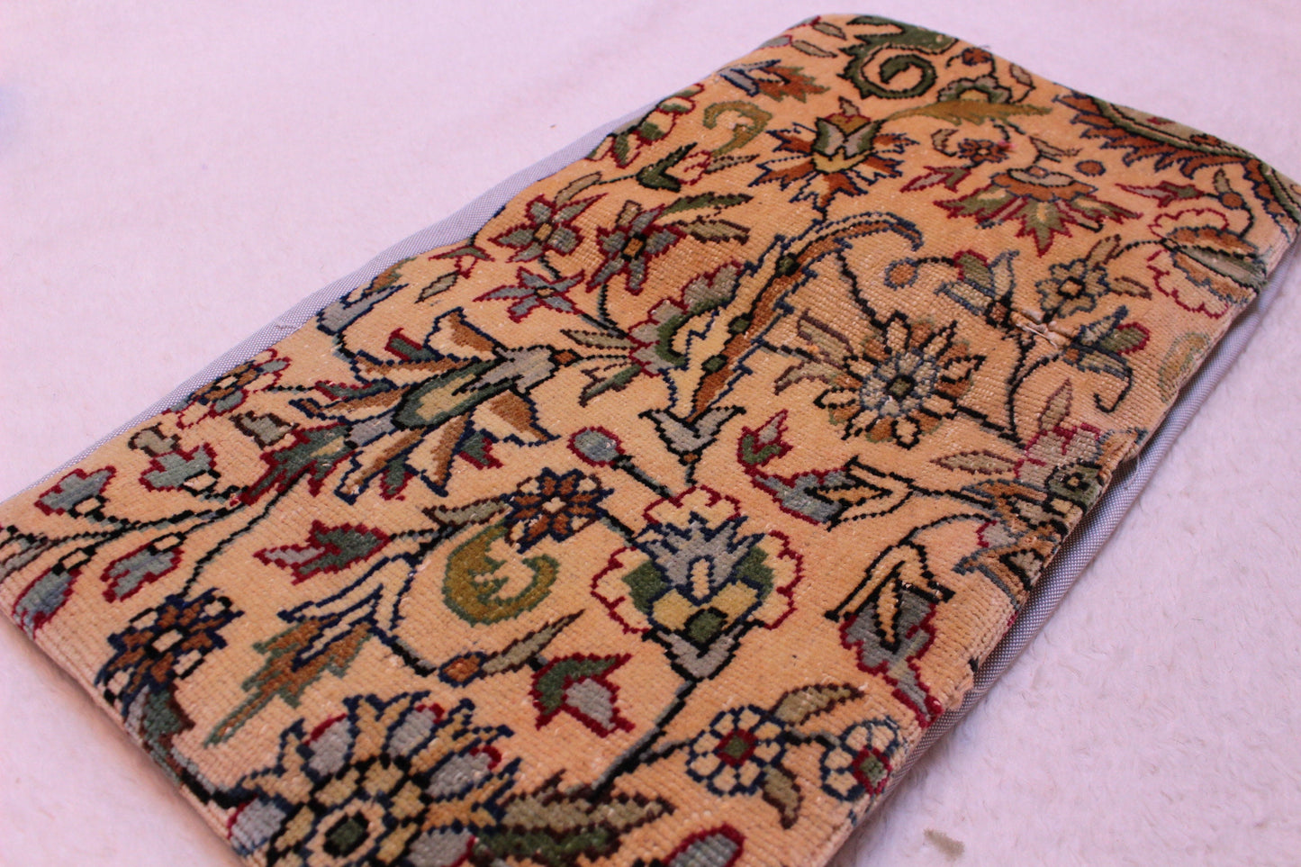 Floral Kilim Pillow Cover: Upcycled Turkish Rug, 12x24 inch