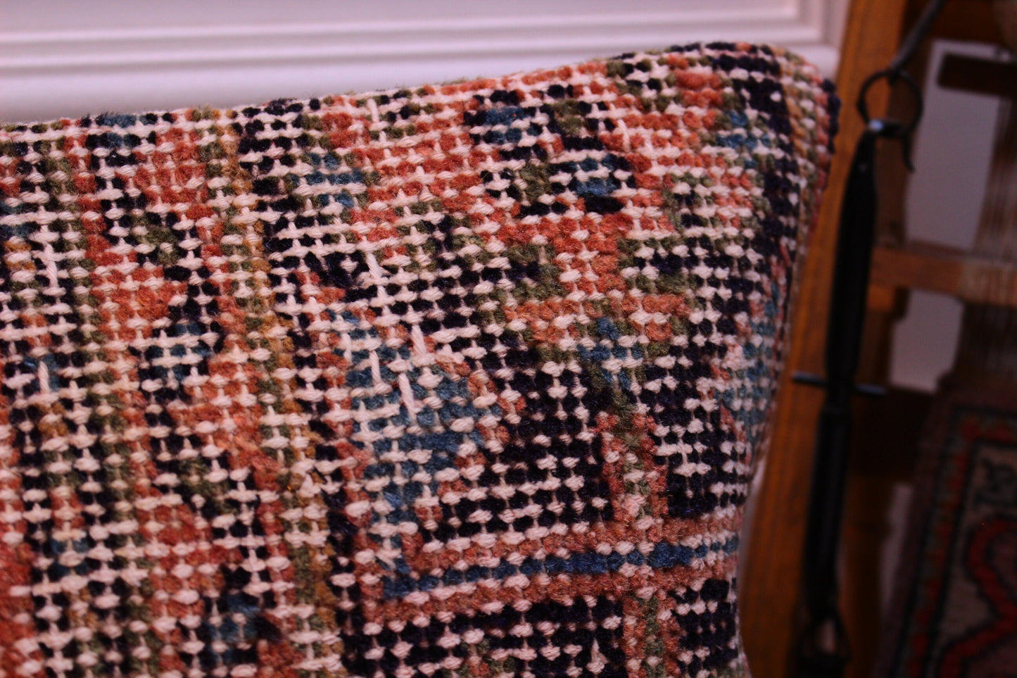 Orange Turkish Rug Pillow Cover: Boho Lumbar Cushion (12x24 in)