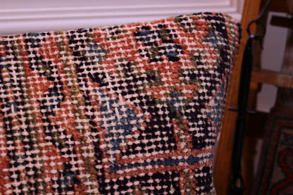 Orange Turkish Rug Pillow Cover: Boho Lumbar Cushion (12x24 in)