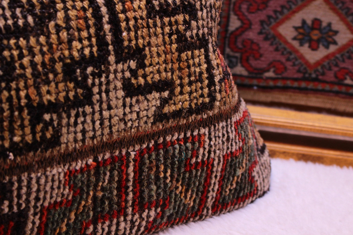 Turkish Lumbar Pillow Cover: Boho Rug Pillow, 12x24 inch