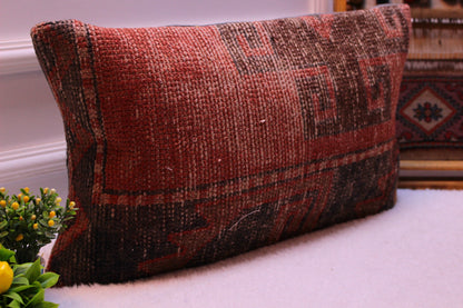 Handmade Turkish Rug Pillow Cover: Boho Lumbar Pillow, 12x24 inc