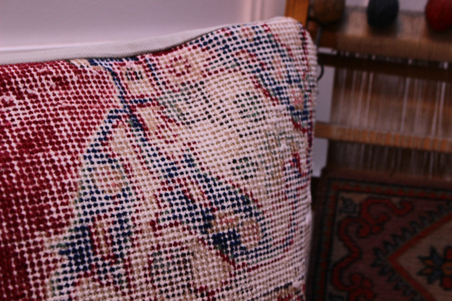 12x24 Turkish Rug Lumbar Pillow: Vintage Wool Kilim Cushion Cover