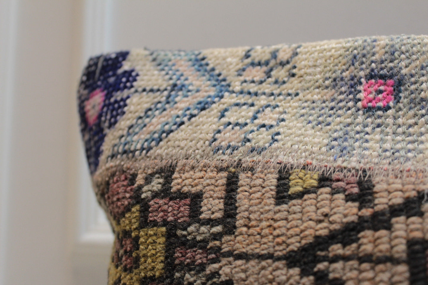 Handmade Kilim Lumbar Pillow Cover: Upcycled Anatolian Rug, 16x24 inch