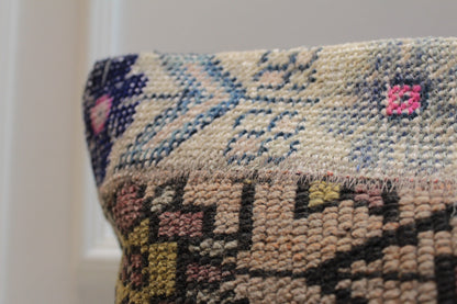Handmade Kilim Lumbar Pillow Cover: Upcycled Anatolian Rug, 16x24 inch