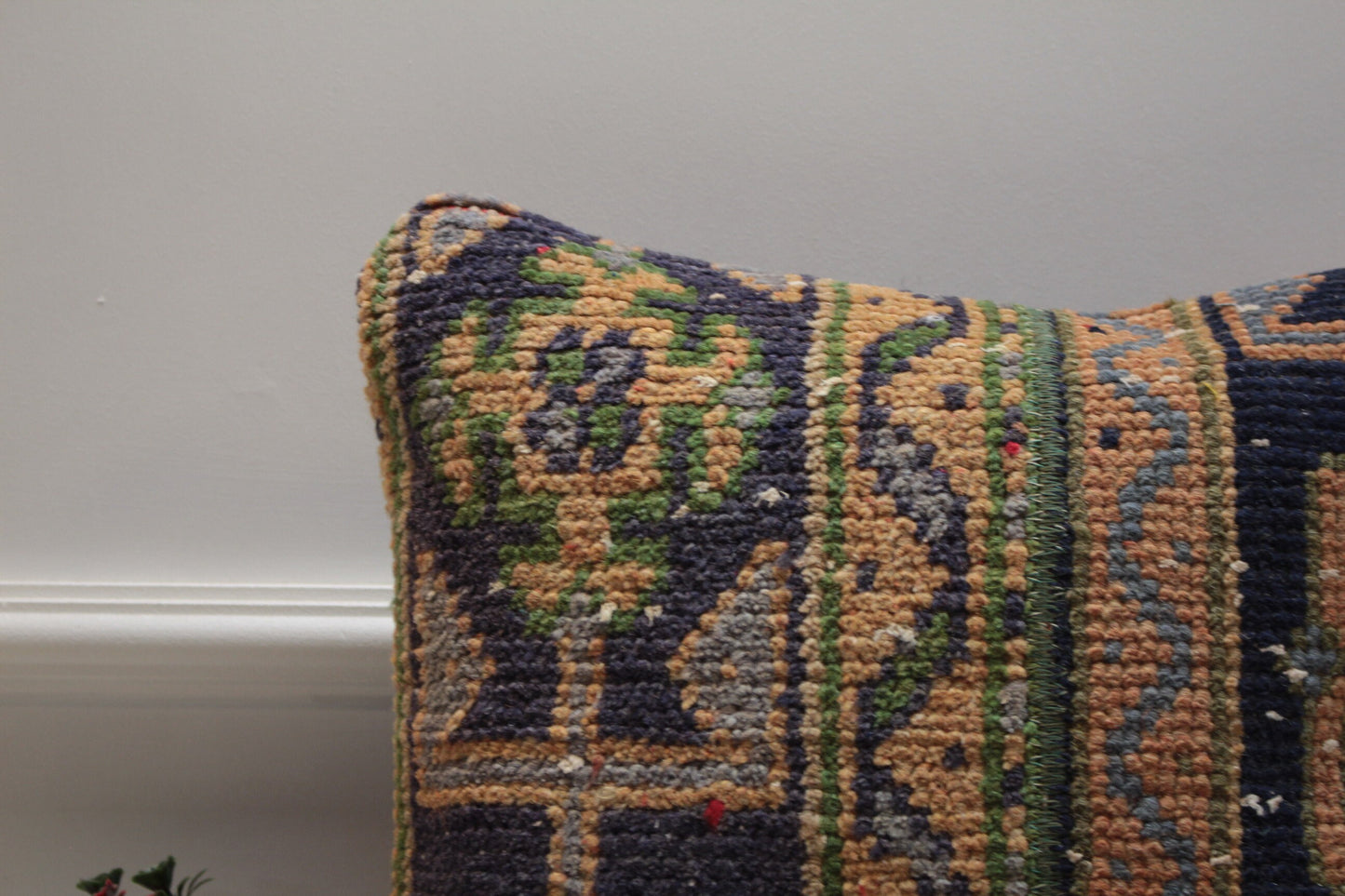 Handmade Turkish Kilim Pillow Cover: Upcycled Woven Rug, Boho Decor (16x16 inch)