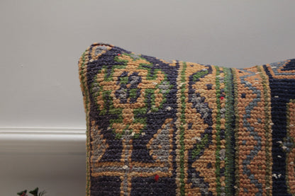 Handmade Turkish Kilim Pillow Cover: Upcycled Woven Rug, Boho Decor (16x16 inch)