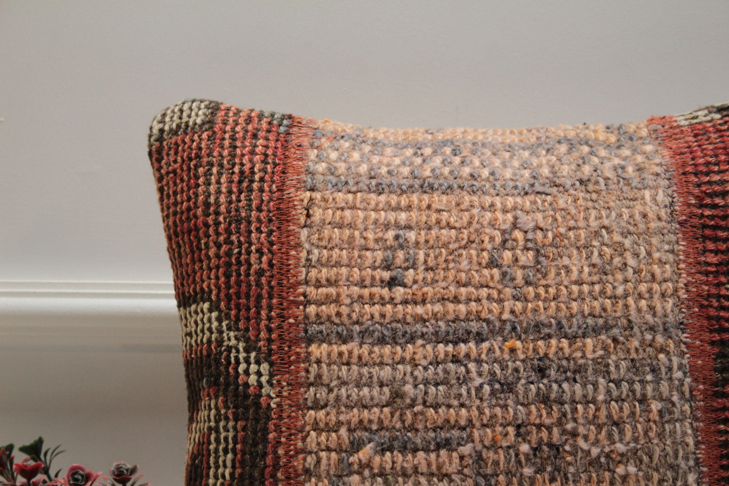 Vintage Turkish Rug Pillow Cover: 16x16 Boho Kilim Pillow