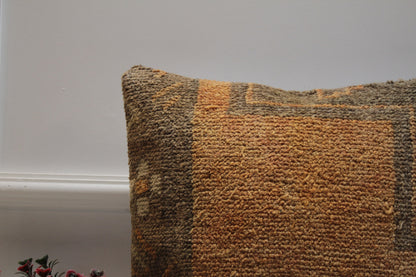 Handmade Turkish Rug Pillow Cover: Upcycled Woven Wool, 16x16 inch