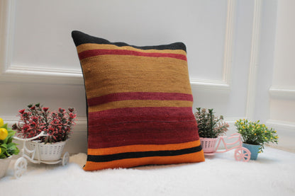 Handmade Kilim Pillow Cover: Boho Home Decor, 16x16 inch