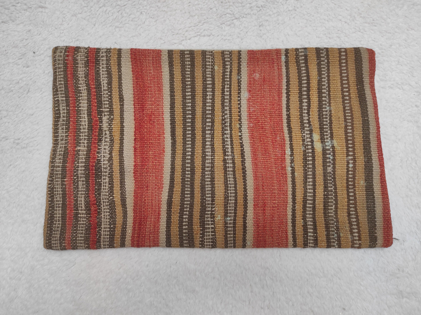 Striped Kilim Lumbar Pillow Cover: Organic Wool, 12x20 inch