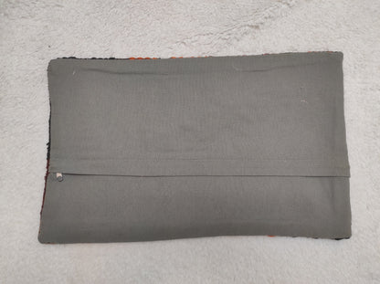 Handmade Kilim Lumbar Pillow Cover: 12x20 inc Upcycled Woven Rug
