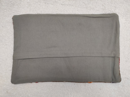 Handmade Kilim Lumbar Pillow Cover: Boho Woven Rug Cushion (12x20 in)