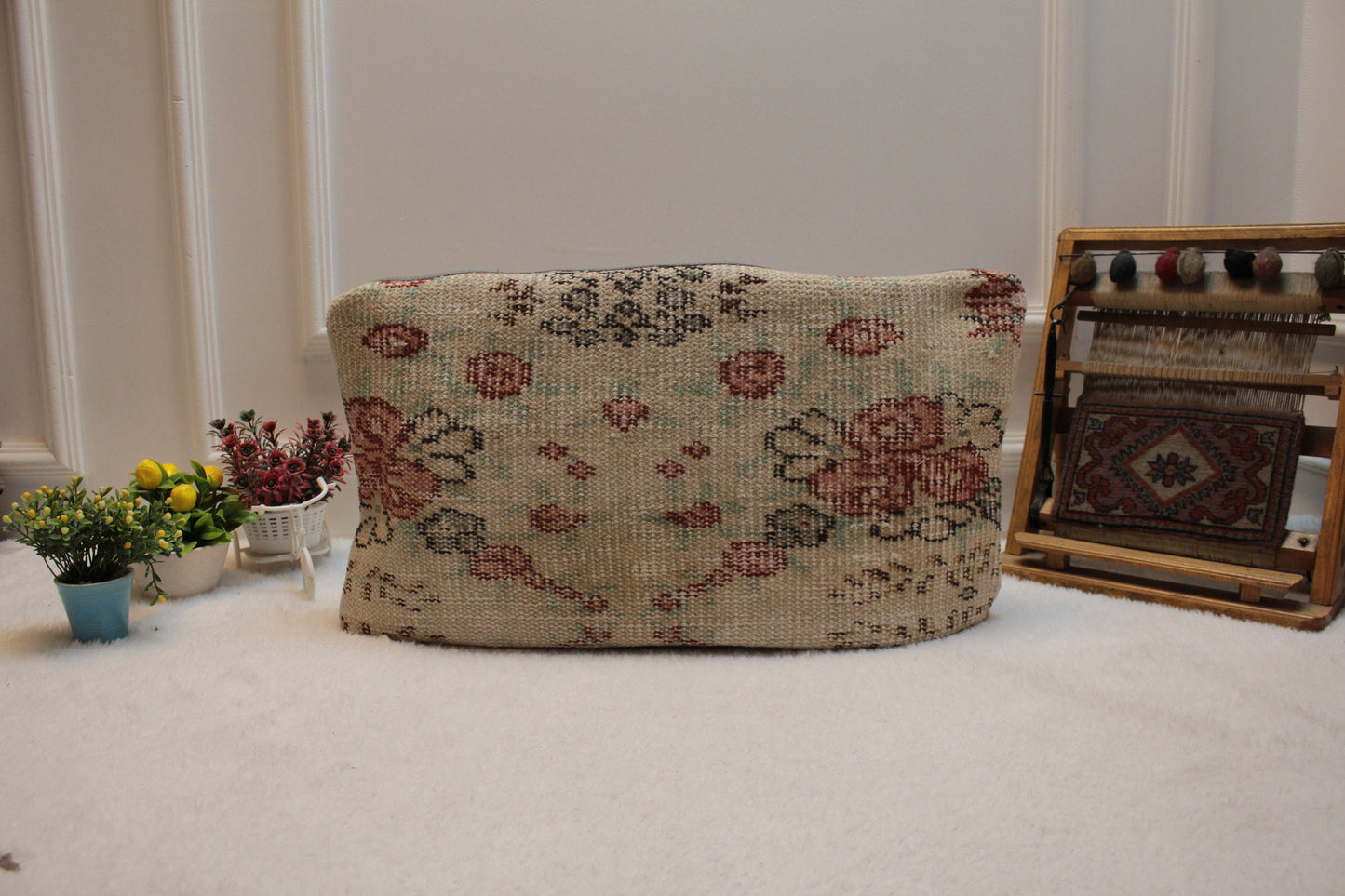Floral Turkish Rug Lumbar Pillow Cover: 12x24 inc Anatolian Kilim Pillow