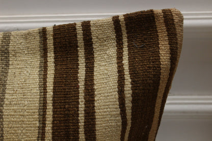 Handmade Kilim Pillow Cover: Striped Woven Wool, 12x24 inch