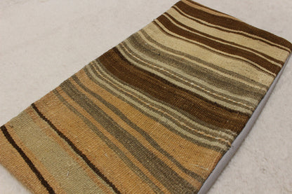 Handmade Kilim Pillow Cover: Striped Woven Wool, 12x24 inch