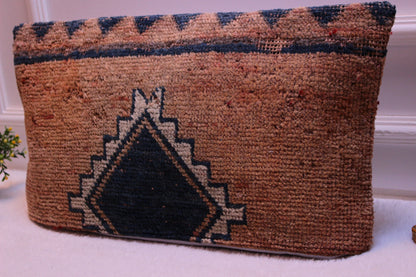 Handmade Kilim Lumbar Pillow Cover: Upcycled Woven Rug, Boho Decor (12x24 in)