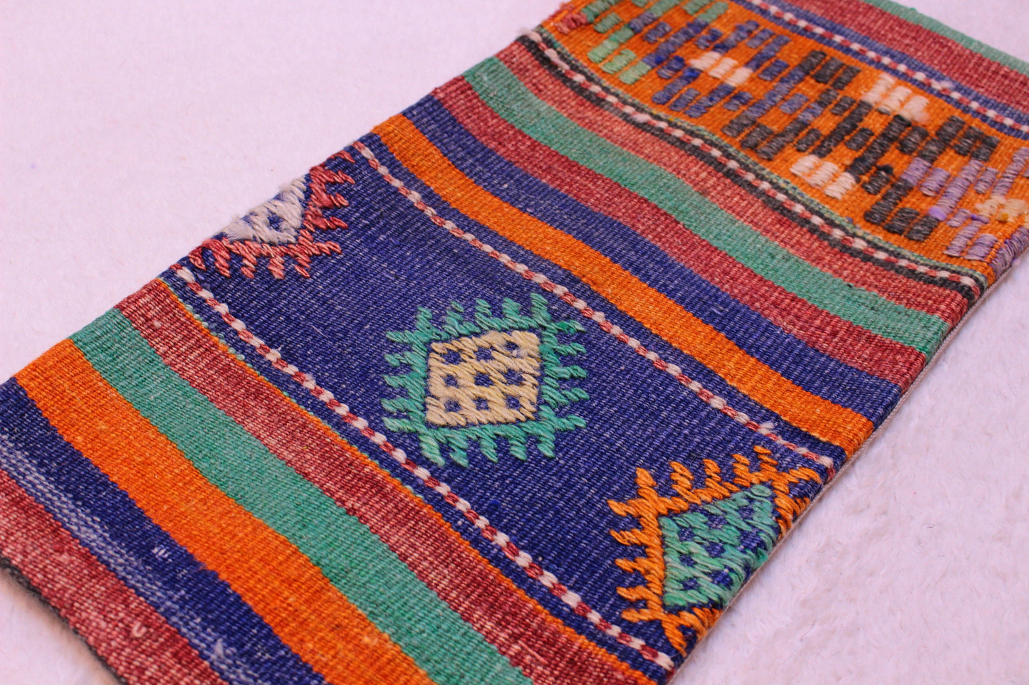 Ethnic Kilim Lumbar Pillow Cover: Turkish Woven Wool, 12x24 inch