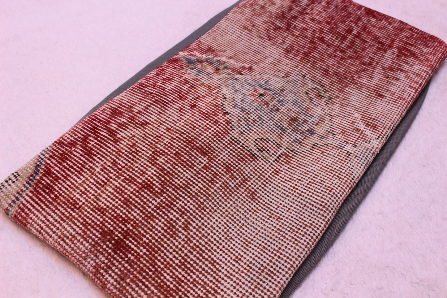 Vintage Turkish Rug Pillow Cover: 12x24 Red Wool Lumbar Cushion