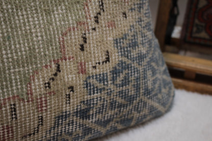 Handmade Wool Lumbar Pillow Cover: Upcycled Anatolian Rug, 12x24 inch