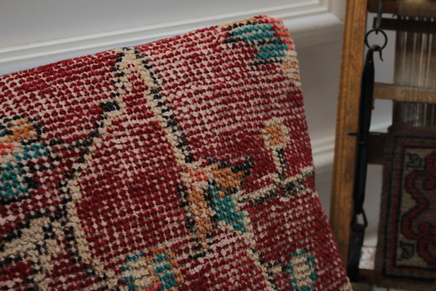 Handmade Turkish Kilim Pillow: Floral Woven Rug Pillow Cover (12x24 in)