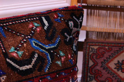 Handmade Brown Kilim Pillow Cover: 12x24 Boho Lumbar Throw Pillow