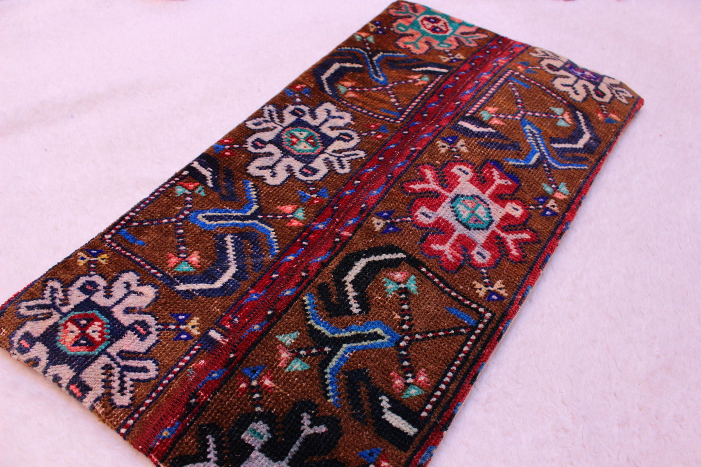 Handmade Brown Kilim Pillow Cover: 12x24 Boho Lumbar Throw Pillow
