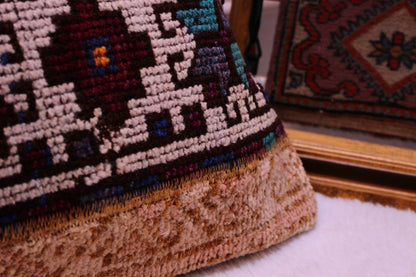 Boho Rug Pillow Cover: 12x24 inch, Upcycled Turkish Wool Kilim
