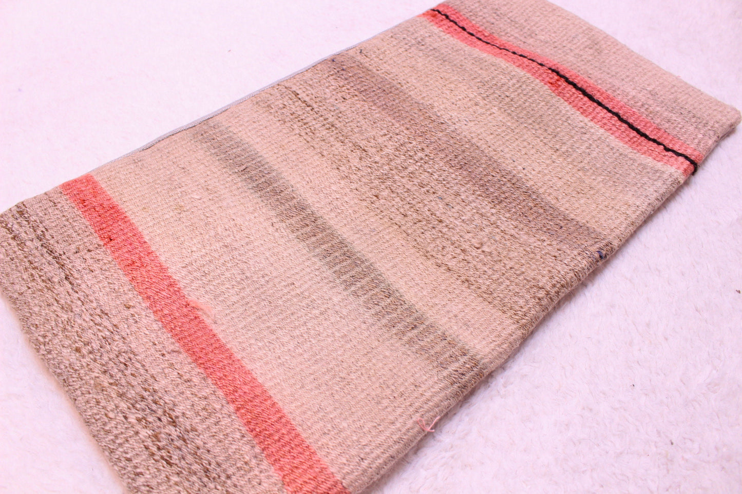 Handmade Kilim Pillow Cover: Organic Wool Turkish Cushion (12x24 inc)