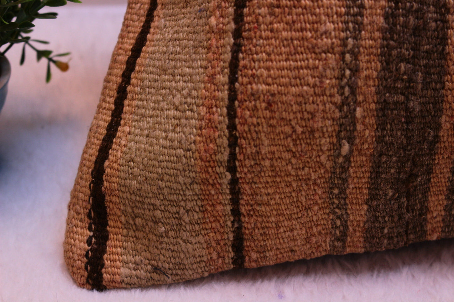 Handmade Striped Kilim Pillow Cover: Boho Decor (12x24 inc)