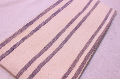 Striped Turkish Kilim Lumbar Pillow Cover: Handmade Wool, 12x24 inch