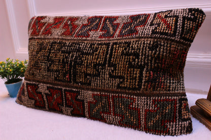 Turkish Lumbar Pillow Cover: Boho Rug Pillow, 12x24 inch