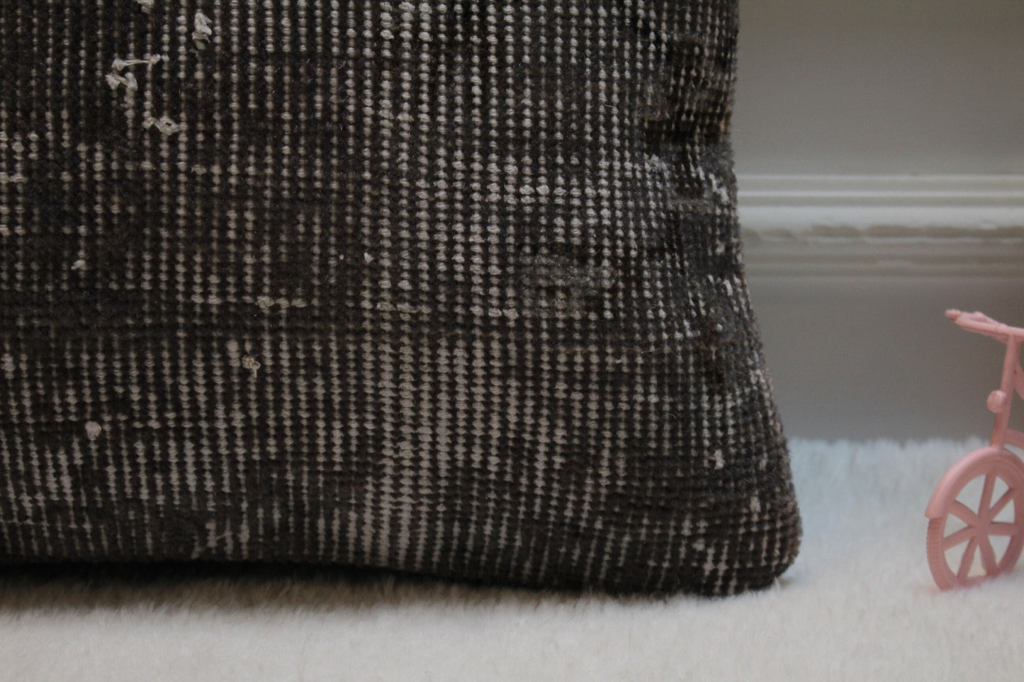 Gray Turkish Rug Pillow Cover: 16x16 Square Kilim Pillow