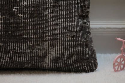 Gray Turkish Rug Pillow Cover: 16x16 Square Kilim Pillow