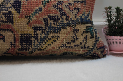 Handmade Turkish Rug Pillow Cover: Vintage Anatolian Kilim, 12x36 inch