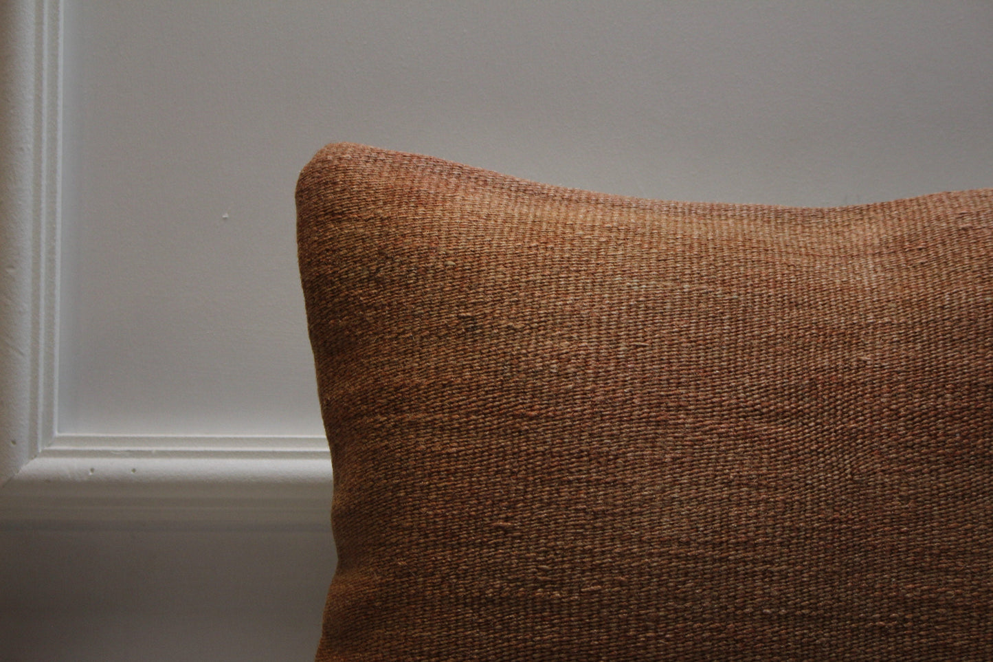 Handmade Kilim Pillow Cover: 16x16 Brown Woven Wool, Upcycled Rug