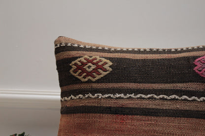 Handmade Kilim Pillow Cover: 16x16 Organic Wool, Ethnic Decor