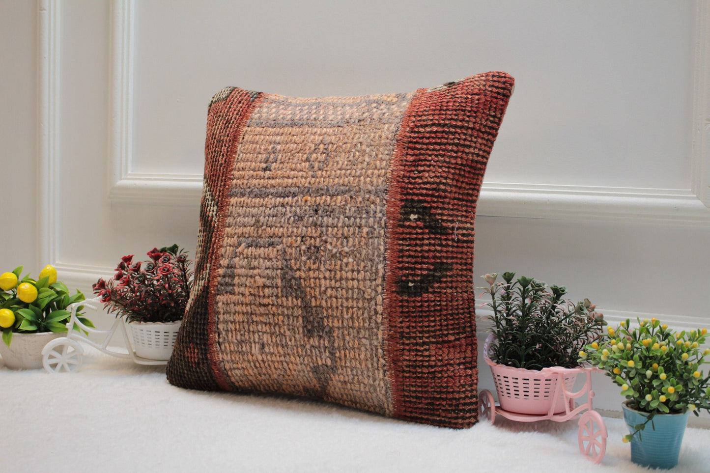 Vintage Turkish Rug Pillow Cover: 16x16 Boho Kilim Pillow